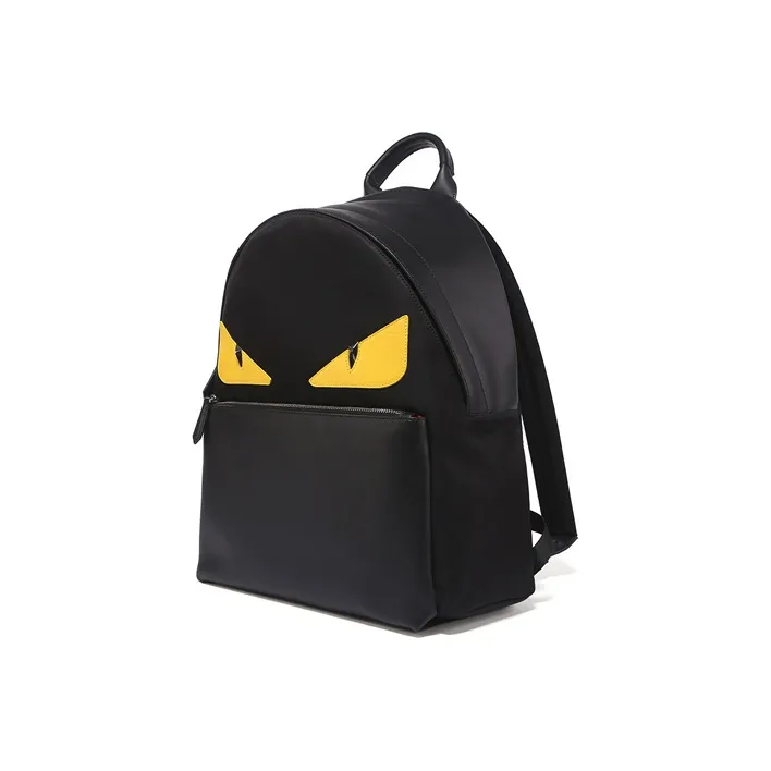 FENDI Nylon Fabric Backpack Men's Black/Yellow-1