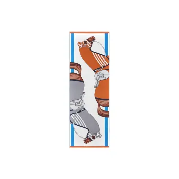 HERMES Silk Scarves Men's Mixed Gray/Caramel/Gray