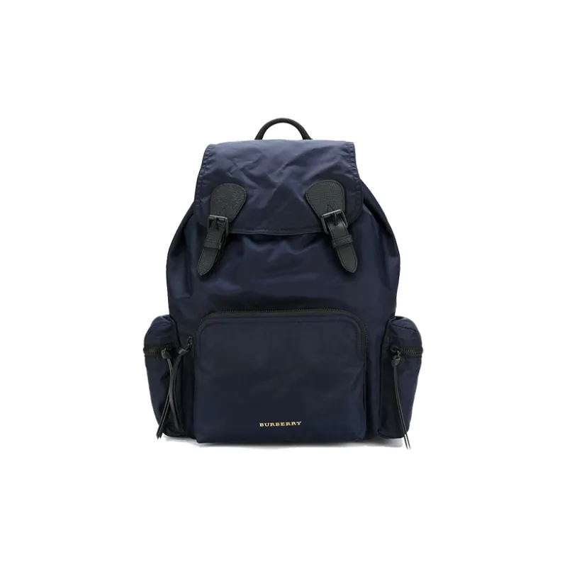 Burberry Nylon With Leather Backpack Large Size Unisex Dark Blue-0