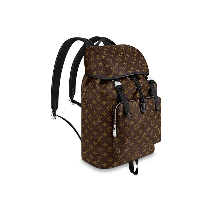 LOUIS VUITTON Zack Macassar Monogram Canvas With Leather Backpack Men's Brown-1