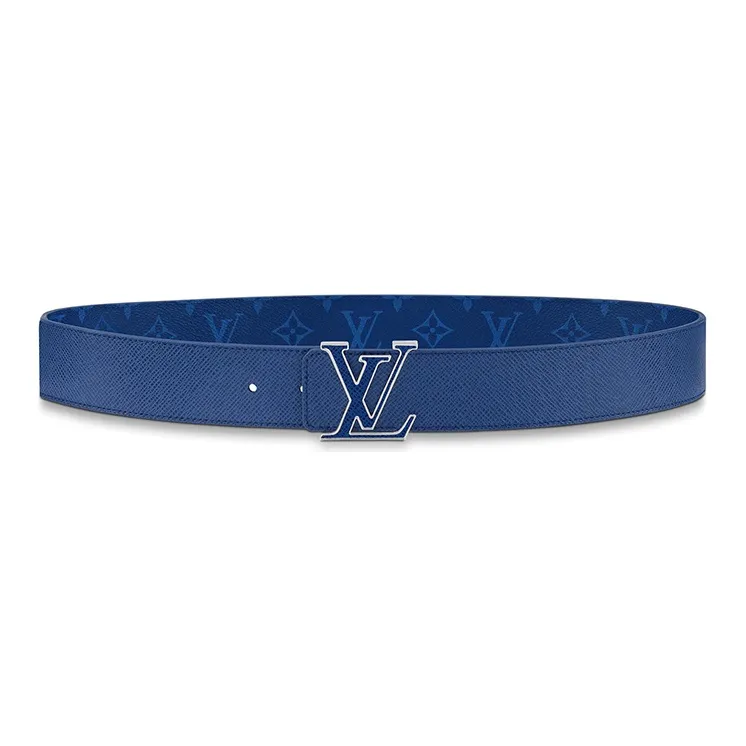 LOUIS VUITTON Lv Initiales Reversible Belt Monogram Cobalt Taiga 40MM-2