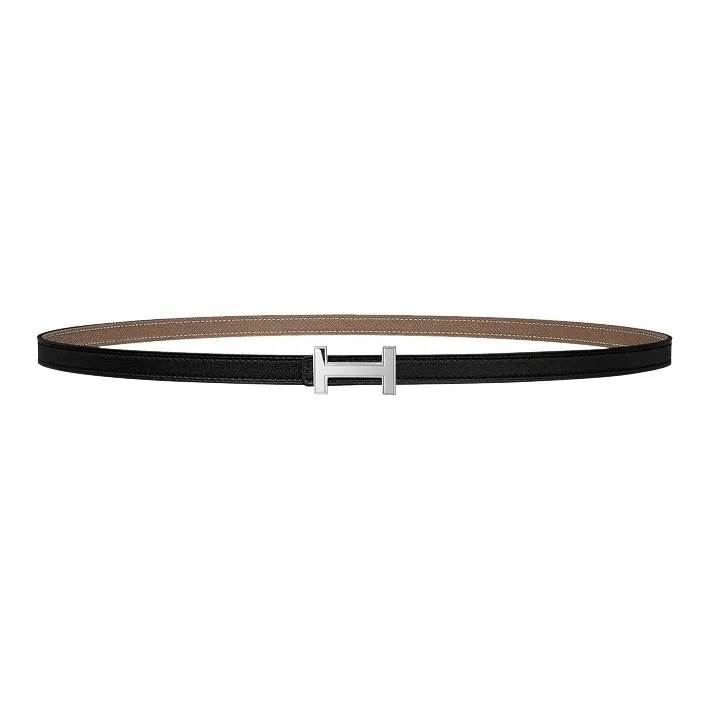 HERMES Focus Calfskin Belt Unisex Elephant Gray 1.3cm-0