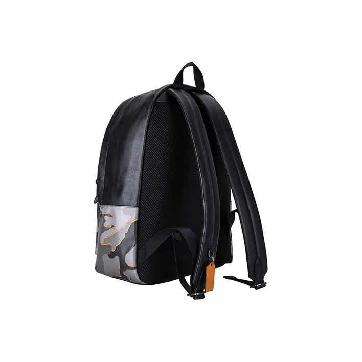 COACH Charles Canvas Backpack Medium Size Unisex Black Gray Camouflage-1