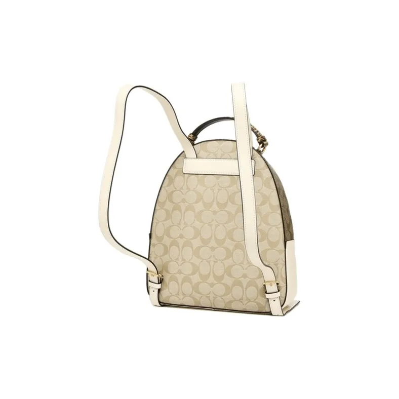 COACH Jordyn Canvas With Leather Backpack Large Size Women's Khaki-3