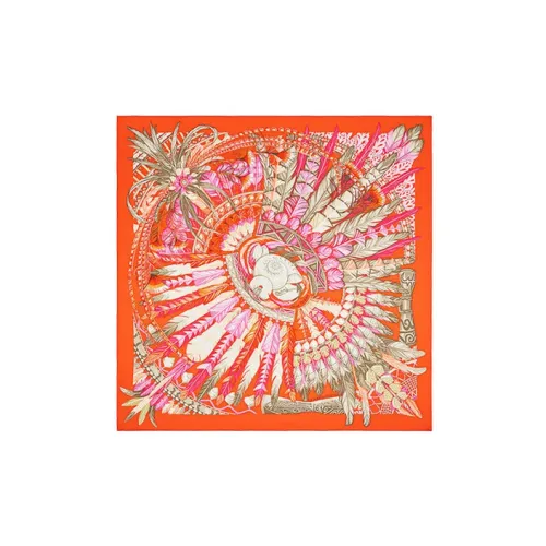 HERMES Silk Scarf Women's Orange Red