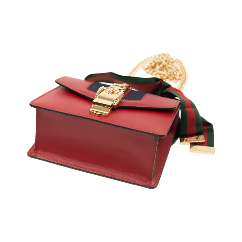 GUCCI Sylvie Cow Leather Crossbody Bags Shoulder Bags Women's Red-3