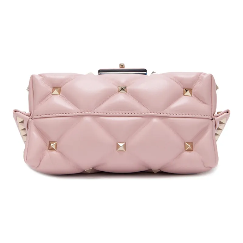 Valentino Leather Shoulder Bag Crossbody Bag Women's Rose Red-4