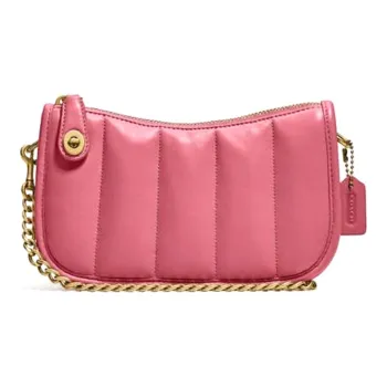 COACH Swinger Sheepskin Leather Shoulder Bag Crossbody Bag Mahjong Bag Handbag Small Size Women's Strawberry Red