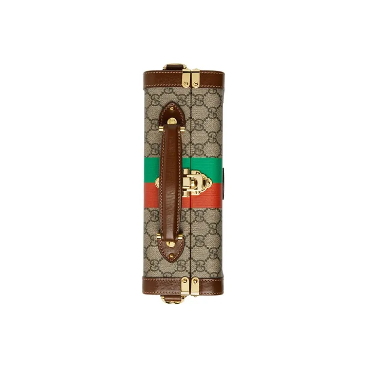 GUCCI Canvas With Leather Makeup Case, Portable Crossbody Bag, Shoulder Bag Unisex Brown-6