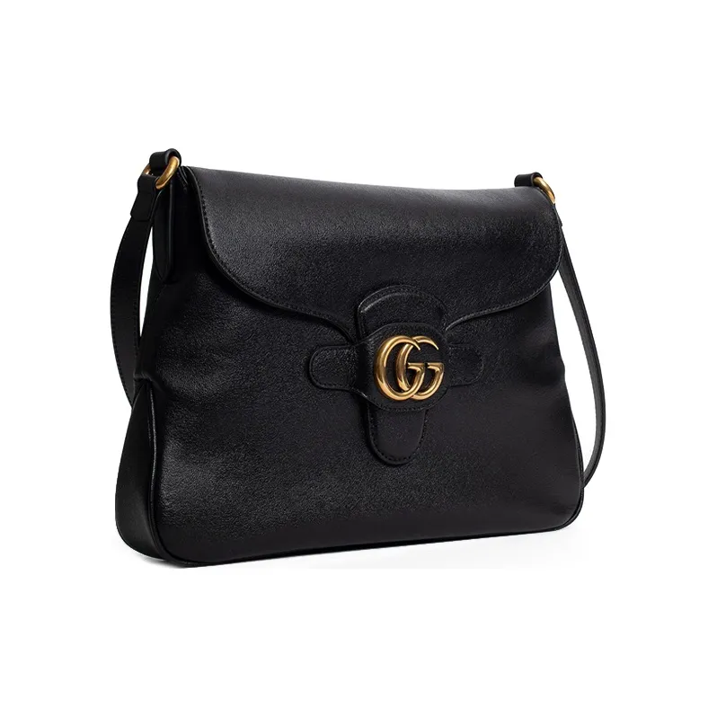 GUCCI Cow Leather Messenger Bag, Shoulder Bag, Crossbody Bag Medium Size Women's Black-1