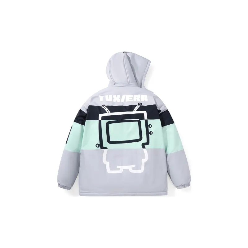 TVX Letter Colorblock Detachable Hood Loose Fit Puffer Jacket Unisex-8