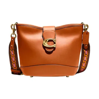 COACH Cow Leather Bucket Bags Shoulder Bag Crossbody Bag Large Size Women's Canyon Red
