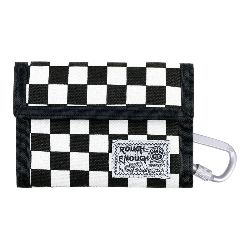 Rough Enough Canvas Canvas Bag Wallets Large Size Unisex Black White Plaid-3