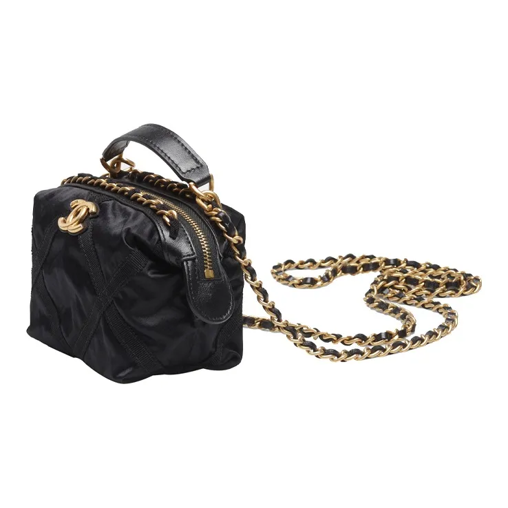 CHANEL Satin Nylon Handbag Regular Women's Black-2