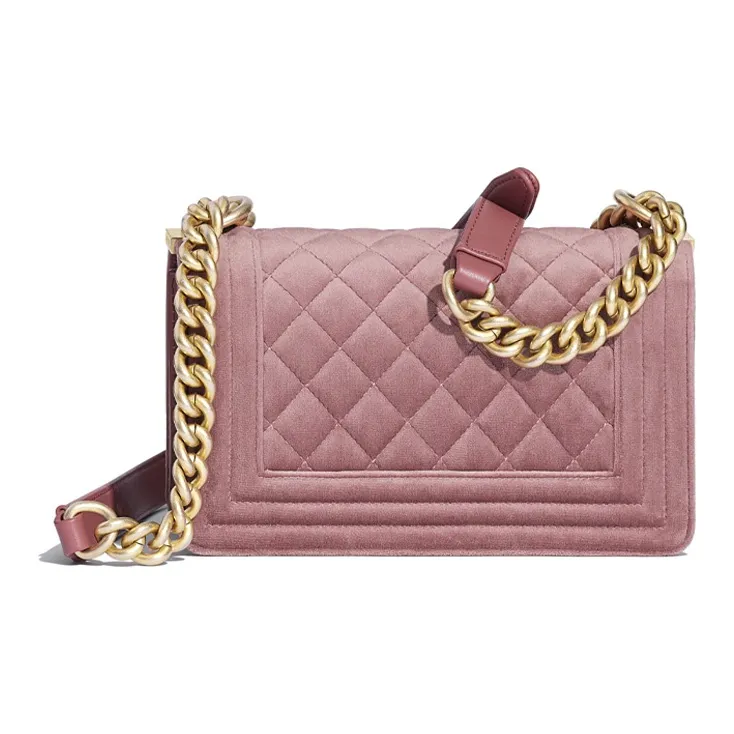 CHANEL Leboy Velour Chain Bag, Crossbody Bag, Shoulder Bag Trumpets Women's Pink-1
