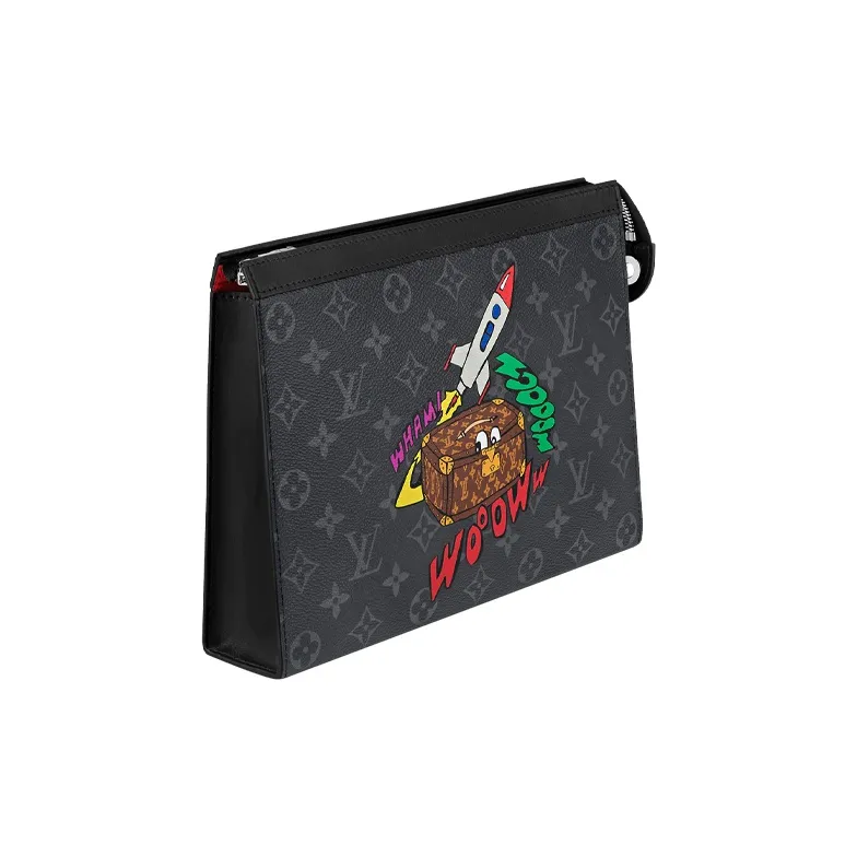 LOUIS VUITTON Pochette Voyage Canvas Toiletry Bag Clutch Medium Size Men's Black-1