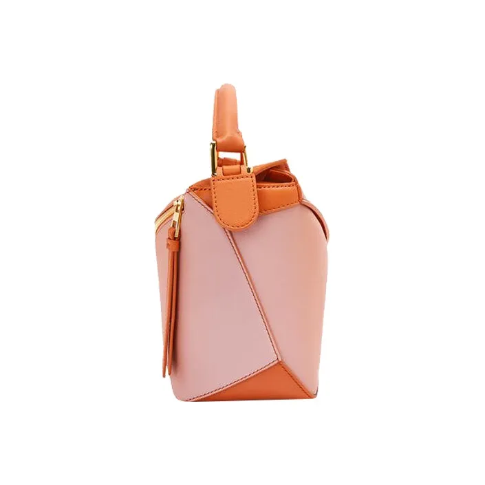 LOEWE Nappa Calfskin Handbag Shoulder Bag Small Size Women's Coral Red/Light Pink-2