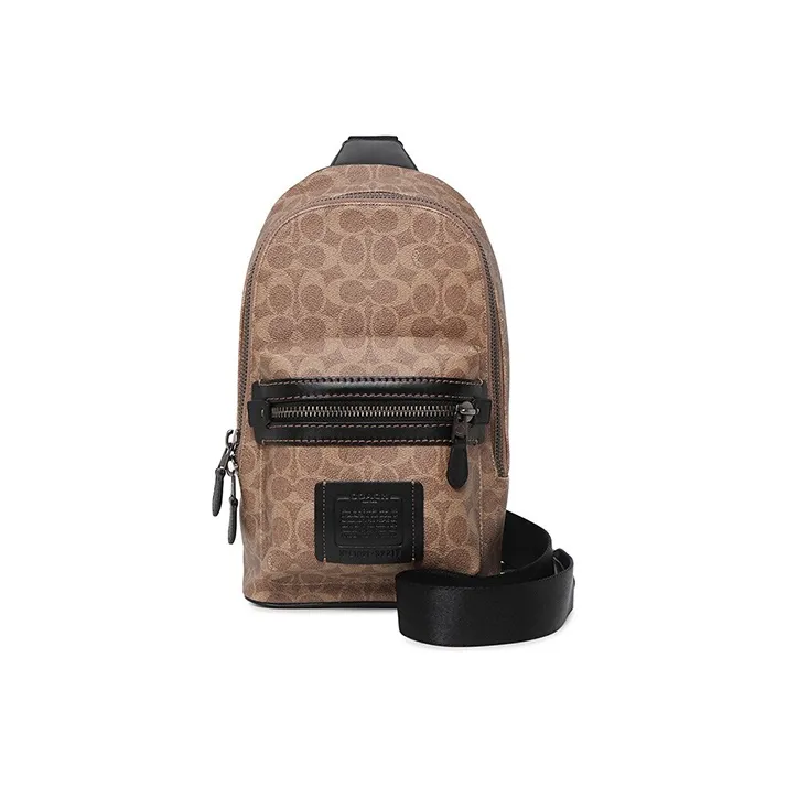 COACH Academy Coated Canvas With Leather Sling Bag Shoulder Bag Crossbody Bag Medium Size Men's Khaki-0