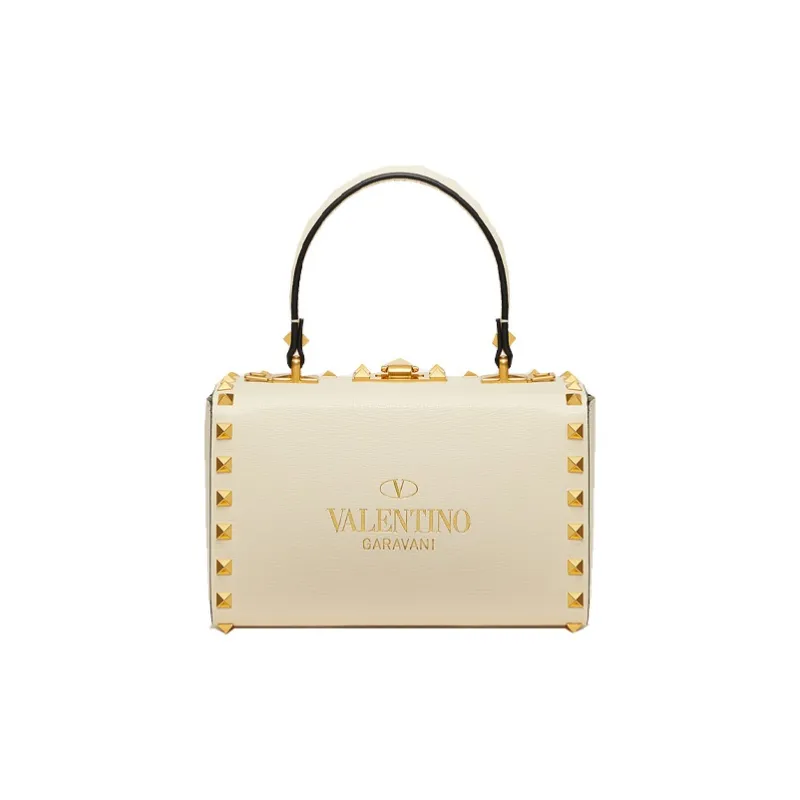 Valentino ROCKSTUD ALCOVE Grained Calfskin Box Bag Handbag Shoulder Bag Crossbody Bag Regular Women's Ivory White-2