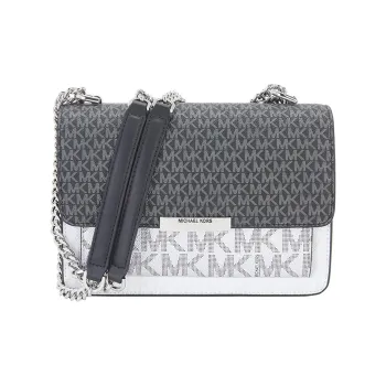 MICHAEL KORS Jade PVC Crossbody Bag Shoulder Bag Medium Size Women's Black/Silver Gray