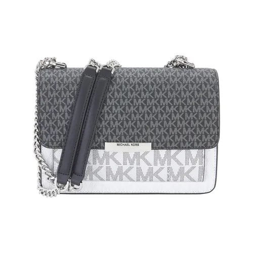 MICHAEL KORS Jade PVC Crossbody Bag Shoulder Bag Medium Size Women's Black/Silver Gray