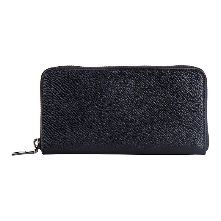 COACH Accordion Wallet Cross Grain Leather Wallet Men's Black-0