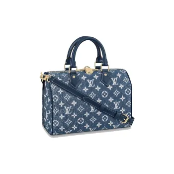 LOUIS VUITTON Unisex Speedy 25 Crossbody Hand Purse Denim Blue