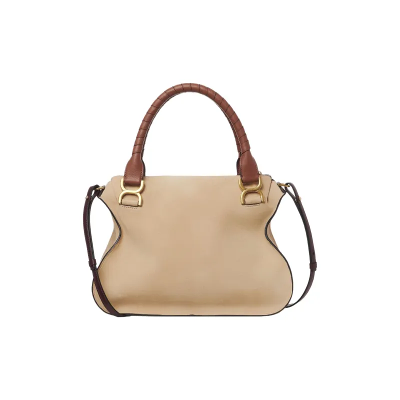 Chloe Marcie Suede Studded Calfskin Shoulder Bag Crossbody Bag Handbag Medium Size Women's Soft Brown-1