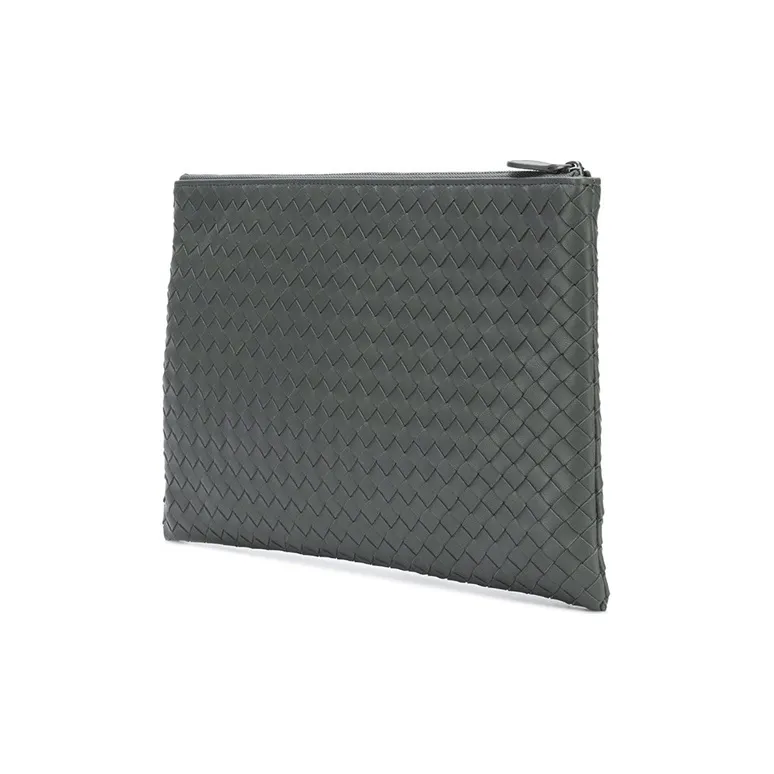 Bottega Veneta Sheepskin Clutch Large Size Unisex Gray-1