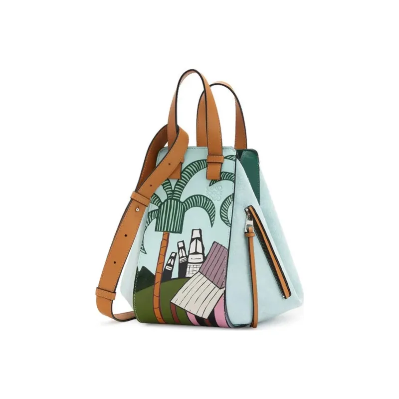 LOEWE Hammock Calfskin Hammock Bag Handbag Shoulder Bag Crossbody Bag Women's Mint/Multicolor-3