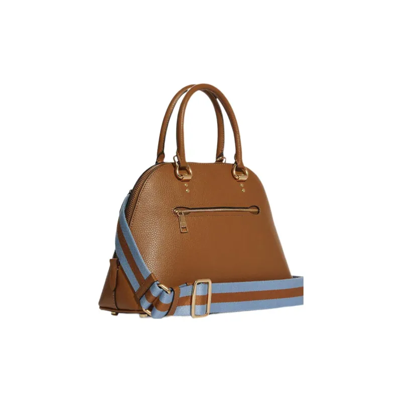 COACH Katy Leather Dome Bag Handbag Crossbody Bag Large Size Women's Brown & Blue-1