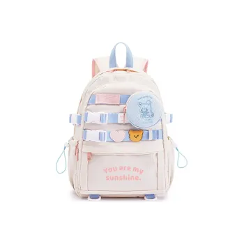 Sound For Life Nylon Fabric Backpack Women's Blue White Pink/Yellow White/Purple