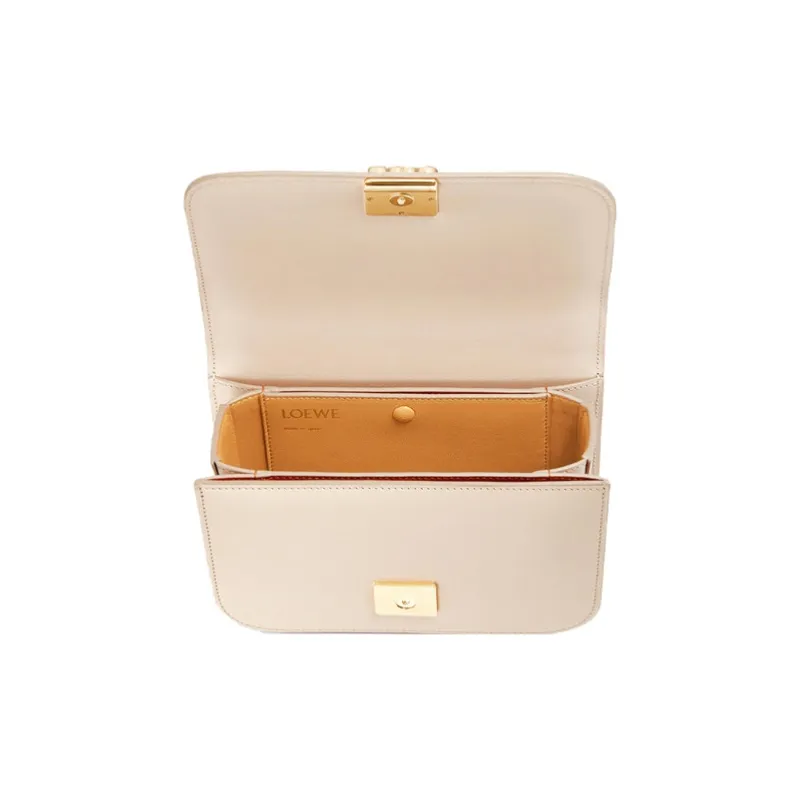 LOEWE Goya Cow Leather Shoulder Bag Crossbody Bag Small Size Women's Oat-5
