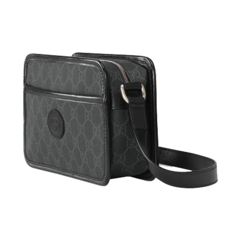 GUCCI Canvas With Leather Box Bag, Shoulder Bag, Crossbody Bag Mini Men's Black-1