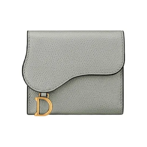 DIOR Saddle Lotus Cowhide Wallet Grey