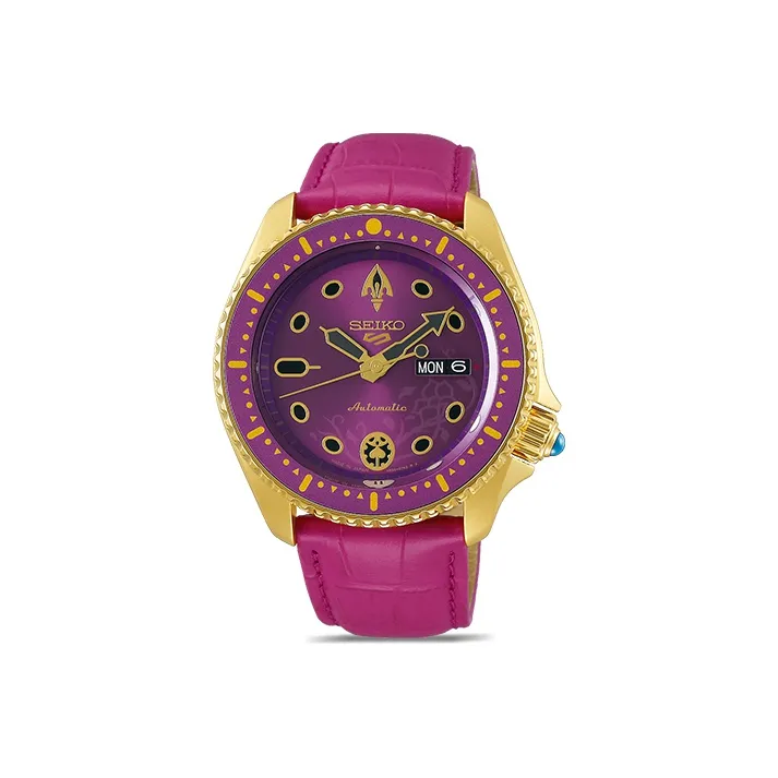 SEIKO Mechanical Movement Leather Strap Watch Unisex Purple Watch Dial-0