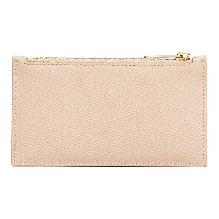 CELINE Cow Leather Coin Purses Card Holders Women's Nude Pink-2