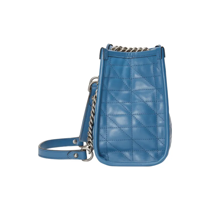 GUCCI GG Marmont Leather Tote Bag, Shopping Bag, Crossbody Bag, Shoulder Bag Women's Blue-3