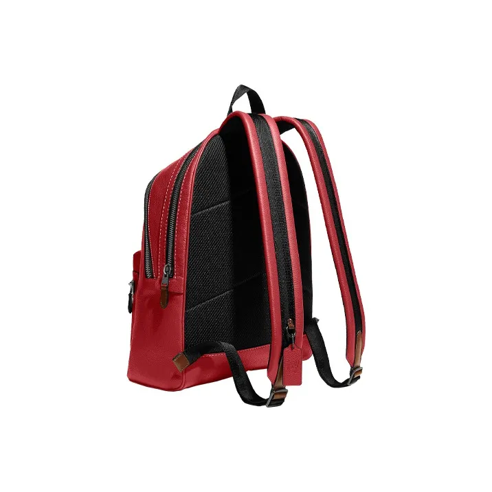 COACH Disney Mickey Collaboration Academy Smooth Leather Backpack Large Size Unisex Red-1