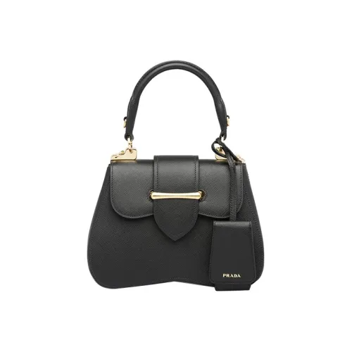 PRADA Cow Leather Handbag Tote Women's Black