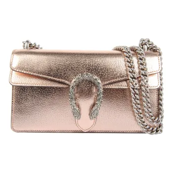 GUCCI Dionysus Leather Shoulder Bag Women's Champagne Gold
