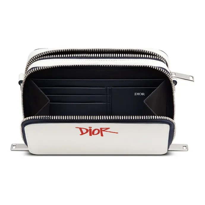 DIOR Grained Calfskin Clutches Shoulder Bags Men's White-3