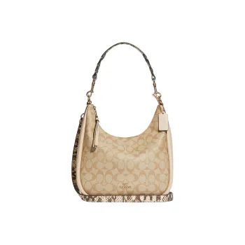COACH Jules Canvas With Leather Shoulder Bag Handbags Shoulder Bag Crossbody Bag Large Size Women's Khaki