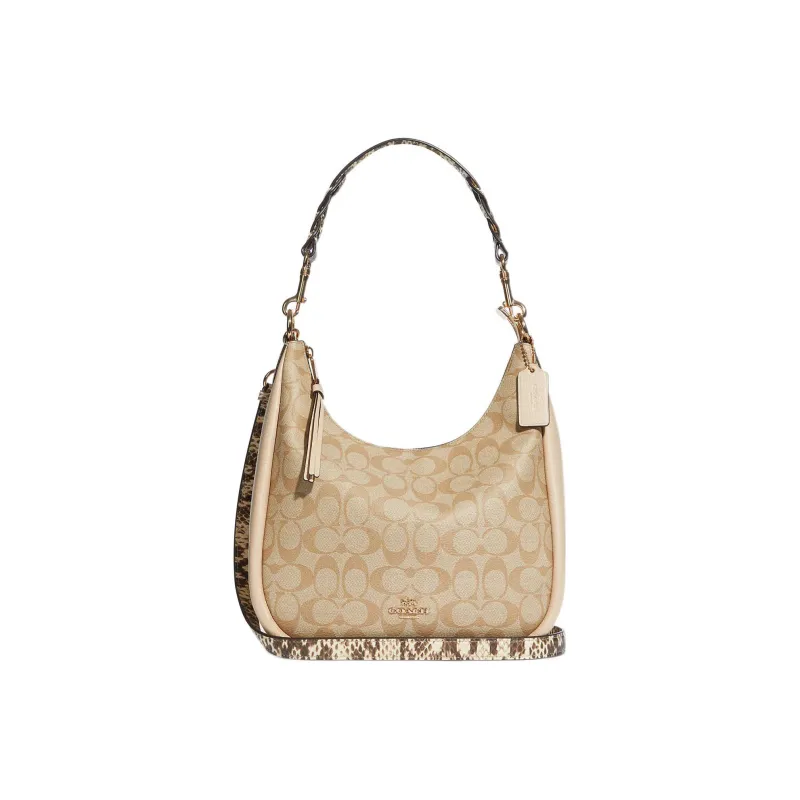 COACH Jules Canvas With Leather Shoulder Bag Handbags Shoulder Bag Crossbody Bag Large Size Women's Khaki-0