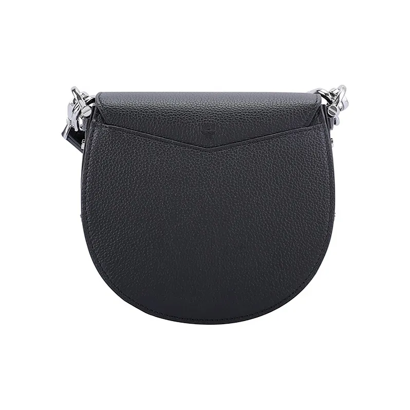 MCM Patricia Visetos Artificial Leather Saddle Bag Handbag, Shoulder Bag, Crossbody Bag Mini Women's Black Gray-1