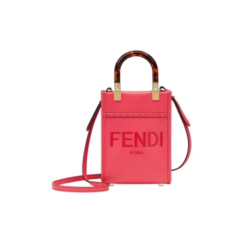 FENDI Sunshine Leather Sunlight Bag Tote Bag Shopping Bag Shoulder Crossbody Handbag Mini Women's Fuchsia
