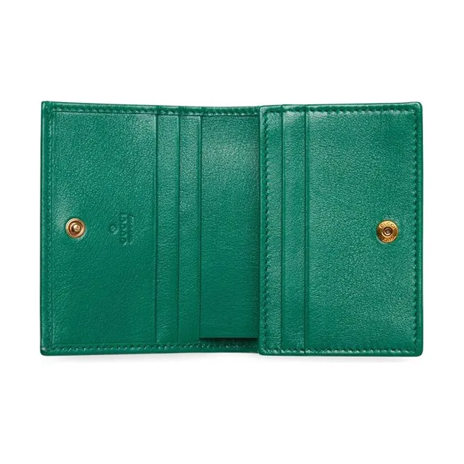 GUCCI Diana Leather Wallets Card Holders Women's Green-5