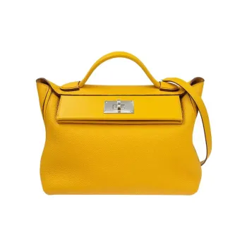 HERMES 24/24 Togo With Swift Calfskin One Shoulder Handbags Women's Yellow/Amber Amber Yellow