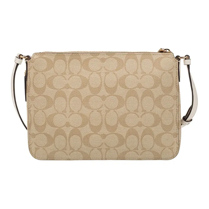 COACH Gallery PVC Crossbody Bag Shoulder Bag Medium Size Women's Khaki White-2