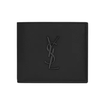 SAINT LAURENT Cow Leather Wallet Men's Black